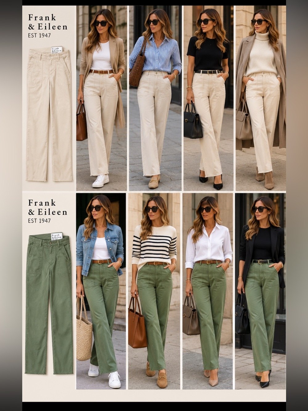 Frank & Eileen Wicklow Straight Leg Cotton Pants Size 6